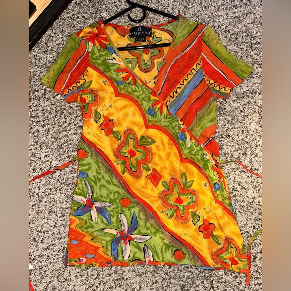 Carole Little Vintage 1990s Red Yellow and Green Maxi Skirt Set Size 4 - Picture 7 of 14